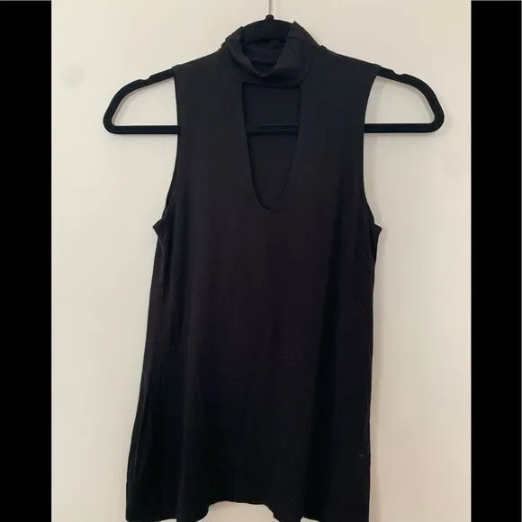 Groceries Apparel Black KeyHole Mock Neck Sleeveless Top Organic Cotton Blend XS - Picture 3 of 9